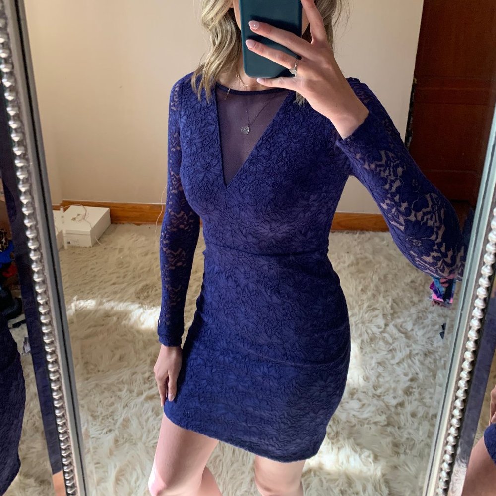 Blue Lace Cocktail Dress
